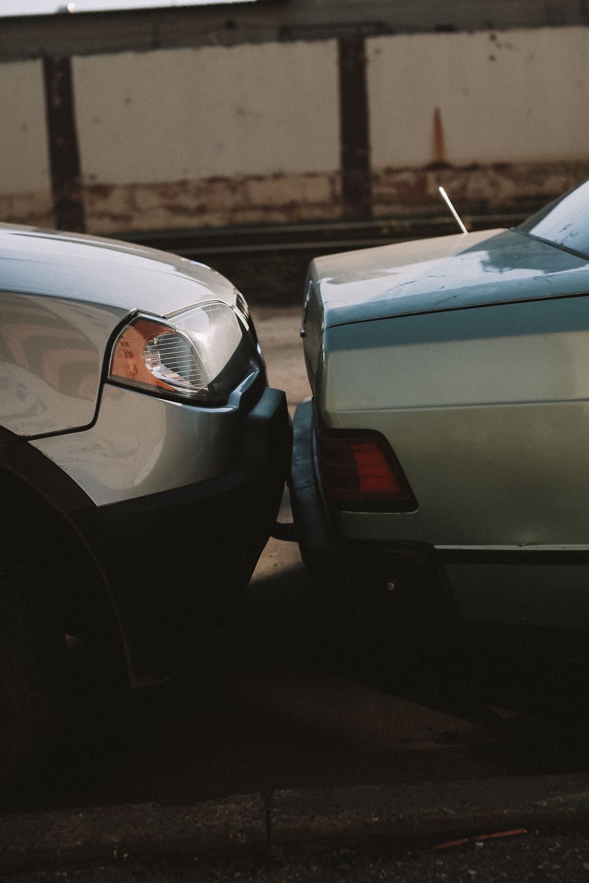 Aftermath of a minor rear-end motor vehicle collision on a US road